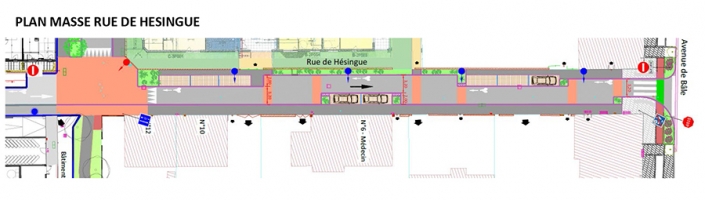 Requalification de rues à Saint-Louis Plan de masse de la rue de Hésingue à Saint-Louis
