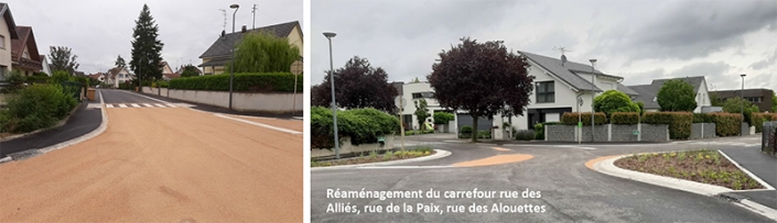 requalification de rues à Village-Neuf Carrefour rue des Alliés, rue de la Paix, rue des Allouettes